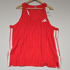 Adidas Men's Bold Red and White Tank Top